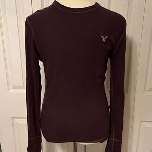 American Eagle Outfitters Men's Long Sleeve Tee - Dark Brown